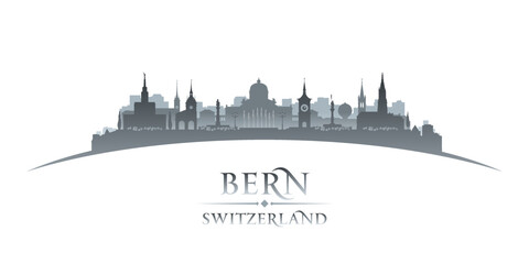 Bern Switzerland city silhouette white background