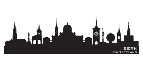 Fototapeta premium Bern Switzerland city skyline vector silhouette
