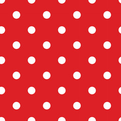 Seamless red background with white polka dots
