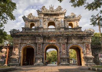Obraz premium detail of the facade of the imperial gate in Hue Vietnam