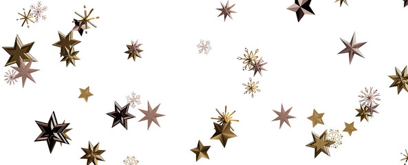 Snowflakes and bokeh lights on the blue Merry Christmas background. 3D render