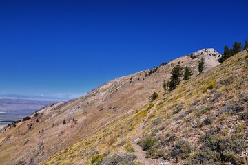 Fototapeta na wymiar Deseret Peak hiking trail Stansbury Mountains, by Oquirrh Mountains Rocky Mountains, Utah. America. 
