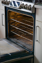 stove in the kitchen oven in the kitchen cleaning grime cleansing foam interior cleaning oven home...