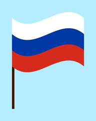 Russian Flag is waving in the wind. Vector illustration of the wavy flag of Russia on the flagpole