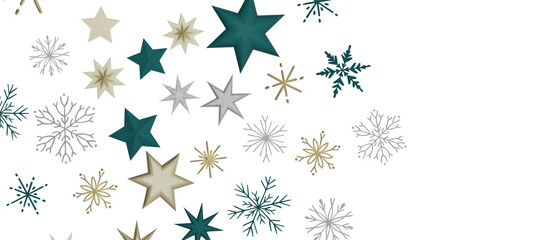 Abstract Gold Star Falling Soft Focus Background, 3D rendering.