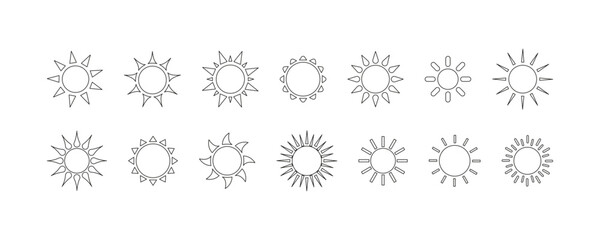 Sun icons vector symbol set. Sun icon set Isolated on white background. Vector flat design