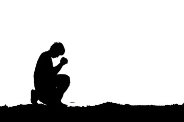 man praying for blessings from god. A lonely, heartbroken, unemployed and hopeless man.