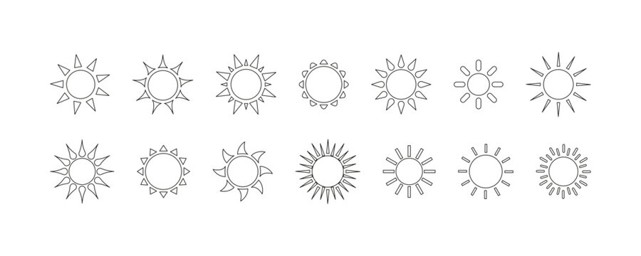 Sun icons vector symbol set. Sun icon set Isolated on white background. Vector flat design