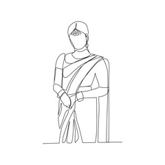 Vector illustration of an idian woman drawn in line-art style