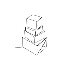 Box vector illustration drawn in line art style