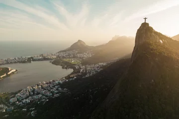Papier Peint photo Rio de Janeiro Aerial View of Lagoa Neighborhood and Corcovado Mountain in Rio de Janeiro, Brazil