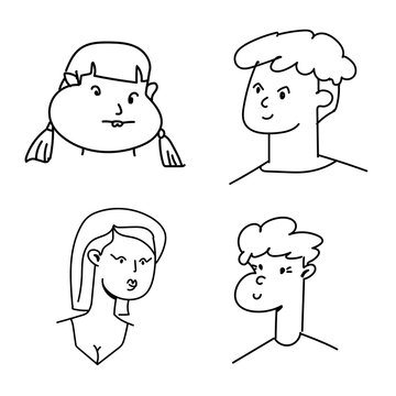 Doodle portraits of different dudes. Sloppy vector blots.