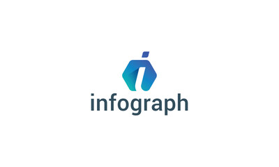 Letter i creative hexagonal technological modern logo 