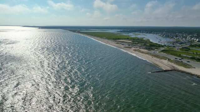 West Dennis Lighthouse was built in 1855 knows as Bass River Light at West Dennis Beach in town of Dennis, Cape Cod, Massachusetts MA, USA. 