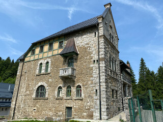 Fototapeta premium Historical castle of the Frankopan family in Stara Susica or castle Stara Susica - Croatia (Povijesno zdanje drevnog frankopanskog dvorca u Staroj Sušici ili dvorac Stara Sušica - Gorski kotar)