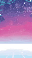 Fototapeta premium Wintry christmas design elements with snowflakes in different colours.Blurred wintry mix with falling snow on background for use as a texture.Crystal snowflake and circle elements vector graphics. 