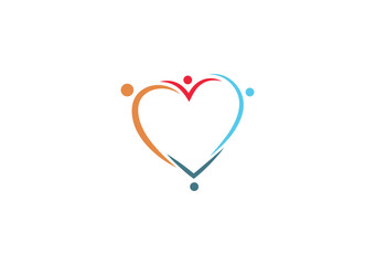 Heart shaped vector illustration showing family members holding hands 