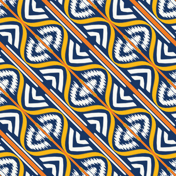 Ikat Aztec tribal Africa Seamless Pattern. Ethnic Geometric Batik Ikkat Digital vector textile Design for Prints Fabric saree Mughal brush symbol Swaths texture Kurti Kurtis Kurtas