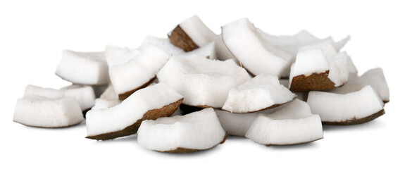 Fresh ripe white pieces of coconut