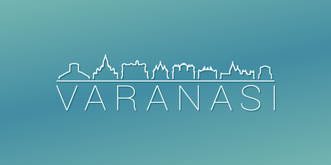 Varanasi, Uttar Pradesh, India Skyline Linear Design. Flat City Illustration Minimal Clip Art. Background Gradient Travel Vector Icon