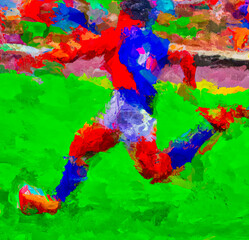 Soccer Player - abstract watercolor background