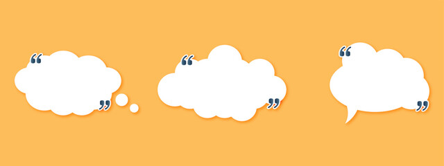 Set of Speech Bubble Quote Icons, Hand Drawn Abstract Thinking Cloud Shape Banner Template. Flat Vector Illustration