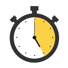 Obraz premium Stopwatch icon 5 hours. Five hours round clock with arrows.