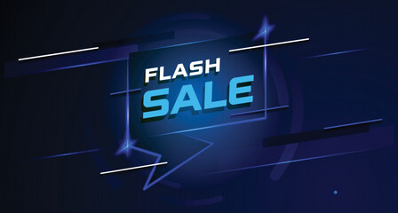 Blue Flash Sale Retail Sign. Dynamic and Modern Marketing Template. Promotional Blue Banner for Web and Printed Materials