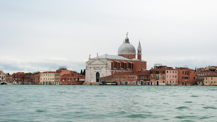 Fototapeta na wymiar Skyline of Giudecca sestiere in Venice, Italy, with the church of Santissimo Redentore