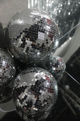 Disco Party Night New Yar Eve Silver Reflection Shiny Retro Mirror