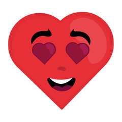 vector illustration of cartoon character of a heart with an expression of love and happy