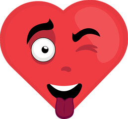 vector illustration of a cartoon heart winking and tongue out
