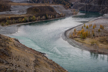 The confluence of Chuya and Katun rivers in Altay
