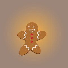 Cookie gingerbread on cocholate background with free space