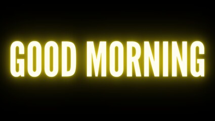 Good morning Neon Text. neon banner, night bright advertising, light art. black background. good morning. illustration.