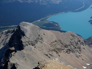 View towards Bow Lake at the summit of Mount Jimmy Simpson