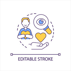 Audience positive reaction concept icon. Like content. Social media measurement. User expression abstract idea thin line illustration. Isolated outline drawing. Editable stroke. Arial font used