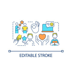 Social media engagement concept icon. Support group. Positive communication. Digital community abstract idea thin line illustration. Isolated outline drawing. Editable stroke. Arial font used