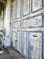 wooden door of an old house. Retro and vintage style