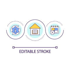 Fototapeta premium Informal education program loop concept icon. Flexible learning schedule. Studying process abstract idea thin line illustration. Isolated outline drawing. Editable stroke. Arial font used