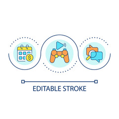 Interaction with audience loop concept icon. Live streaming. Paid subscriptions. Become game streamer abstract idea thin line illustration. Isolated outline drawing. Editable stroke. Arial font used