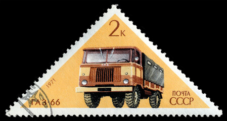 Vintage postage stamp. Car  GAZ - 66