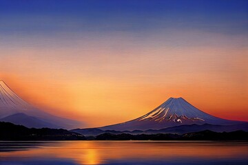 Fototapeta na wymiar Mount Fuji, view from Lake Kawaguchiko