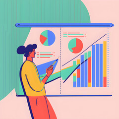 business, vector, businessman, illustration, person, woman, office, work, money, chart, analysis