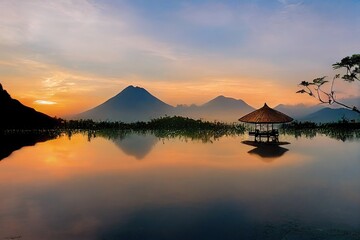 Peaceful view of a Lake at Bali Indonesia