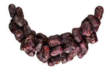 Arabian dates fruit arranged in shape of crescent moon.