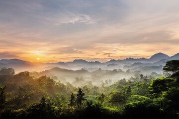 Fototapeta premium landscape nature view background. view from window at a wonderful landscape nature view with rice terraces and space for your text in Chiangmai, Thailand , Indochina