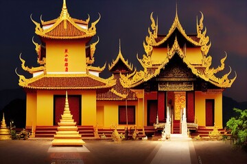 Landmark Temple wat hyua pla kang (Chinese temple) Chiang Rai, T - obrazy, fototapety, plakaty