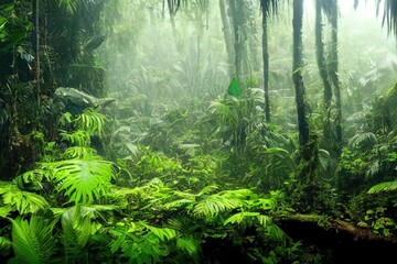 Fototapeta premium Deep tropical jungle landscape