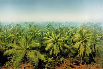 Obraz na płótnie Canvas Arial view of palm plantation at east asia